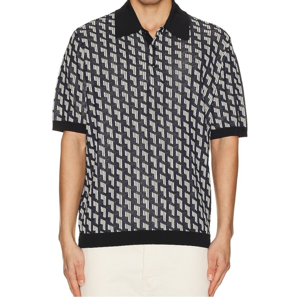 Rag & Bone Vaughn Viscose Polo in Navy Multi | M | NWT